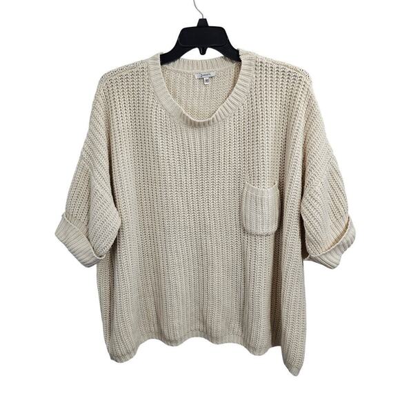 JODIFL Sweaters - Jodifl Oversized Cream Short Sleeve Women's Sweater. Size Large